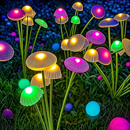 Solar Garden Mushroom Lights - Dual Mode LED Waterproof Solar Pathway Lights for Yard Patio Garden Decor & Ambiance