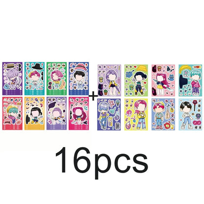 8/16/24pcs K-Pop Demon Hunters Puzzle Stickers – Cute Cartoon DIY Decals for Phone, Laptop & Luggage