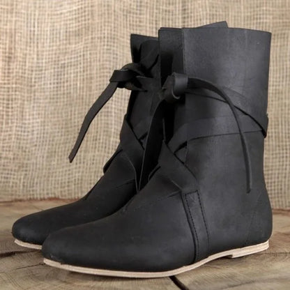 Women’s Medieval Princess Leather Boots - Lace-Up Knight Prince Halloween Cosplay Shoes
