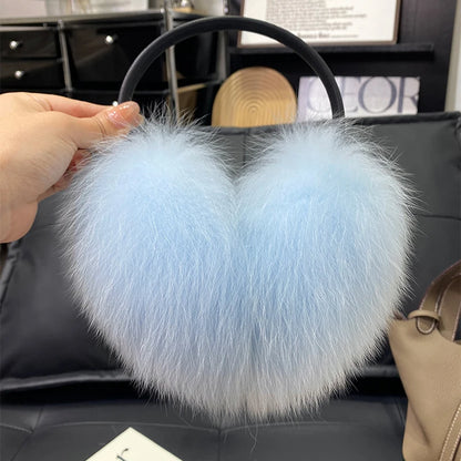 Women’s Winter Real Fox Fur Earmuffs & Scarf – Dual-Use Plush Outdoor Warmer with Genuine Fur