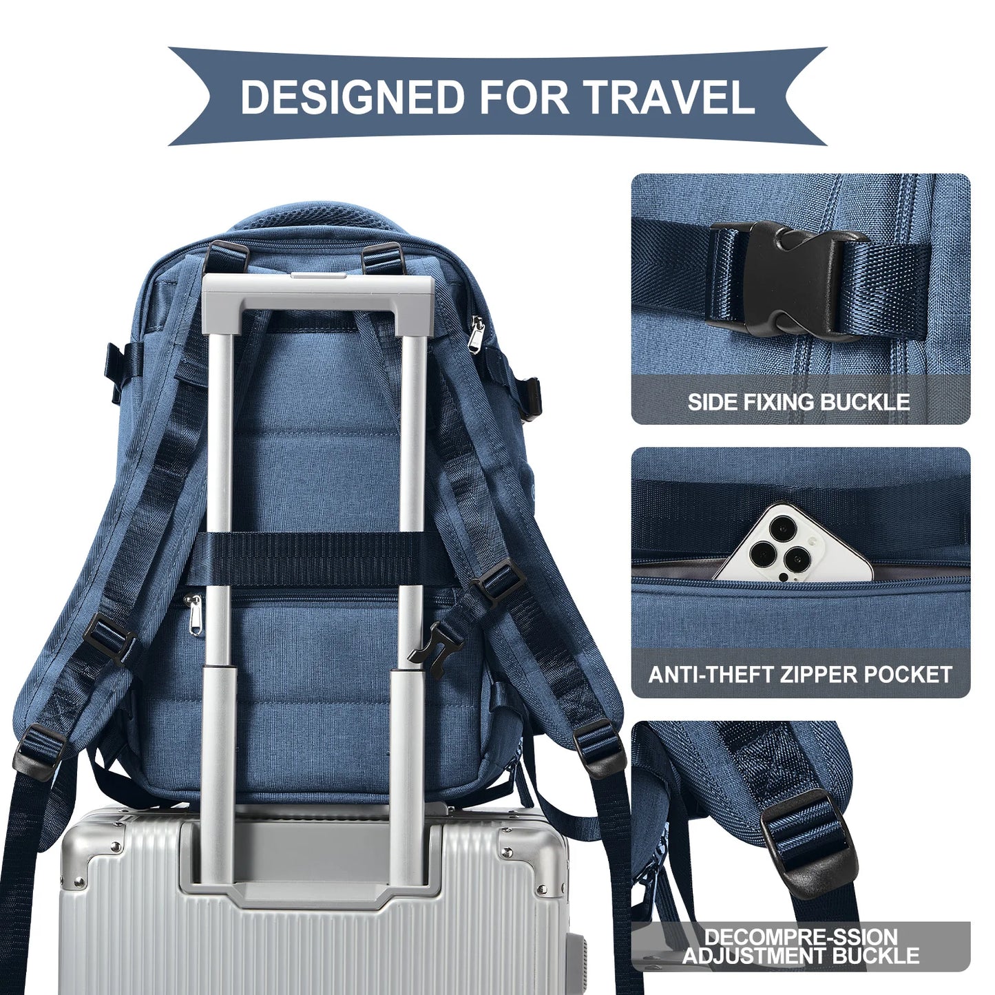 Travel Backpack 40x20x25cm – Cabin Bag for Ryanair, Airplane Carry-On, School, Laptop & Leisure, Women & Men