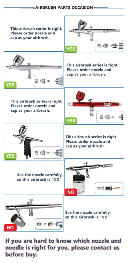 Airbrush Nozzle & Needle Replacement Kit – 0.2/0.3/0.5mm Repair Accessories for Various Airbrush Models