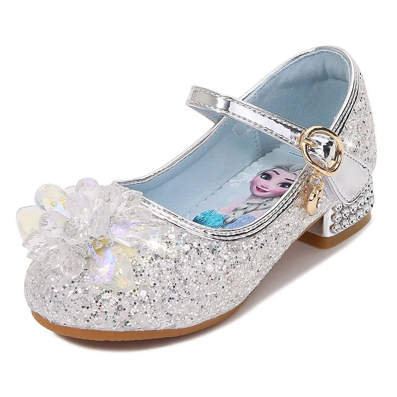 2024 Spring Girls' Crystal Princess Elsa Shoes - Ice and Snow Romance Fashion Sandals for Kids