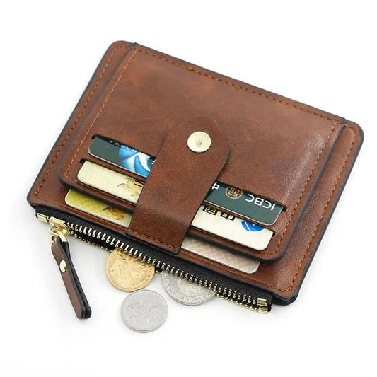 Luxury Slim Leather Wallet for Men — Small Credit & ID Card Holder with Coin Pocket, Designer Purse for Men & Women