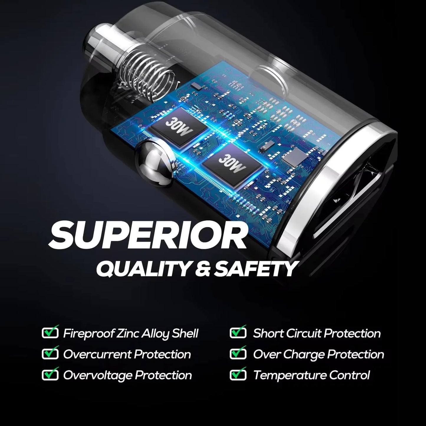 100W/200W Fast Car Charger - QC3.0 PD USB Type C Adapter for Xiaomi Samsung Huawei iPhone & 12-24V Vehicles