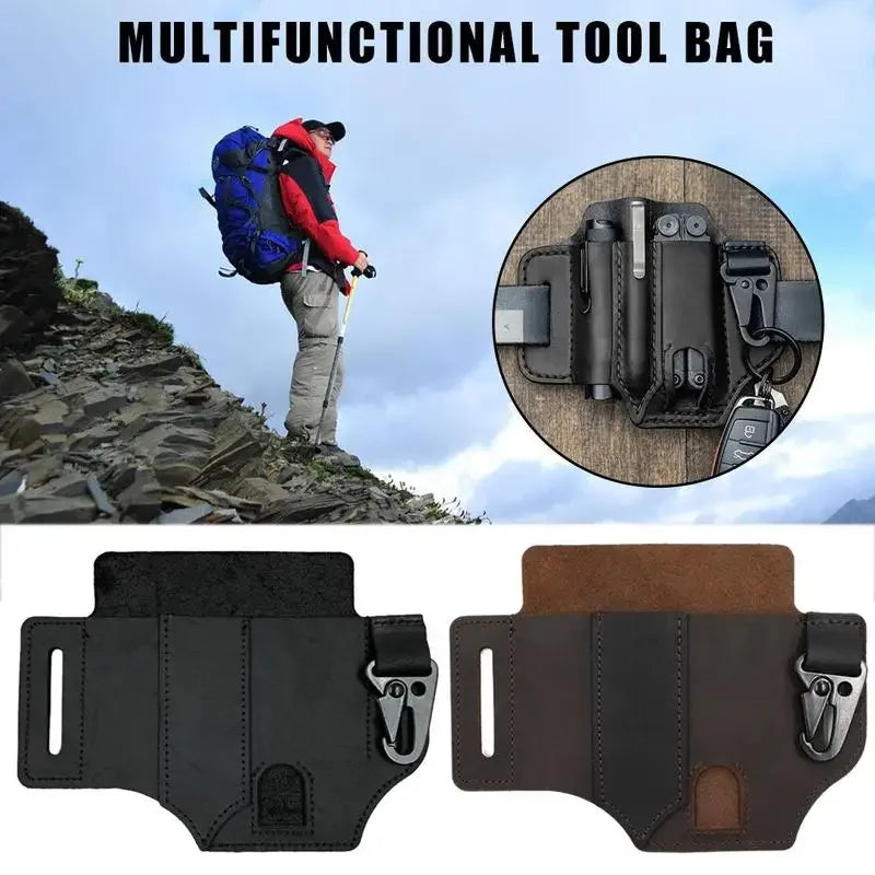 Leather Multitool Sheath - EDC Pocket Organizer Pouch for Leatherman Tools Camping Gear