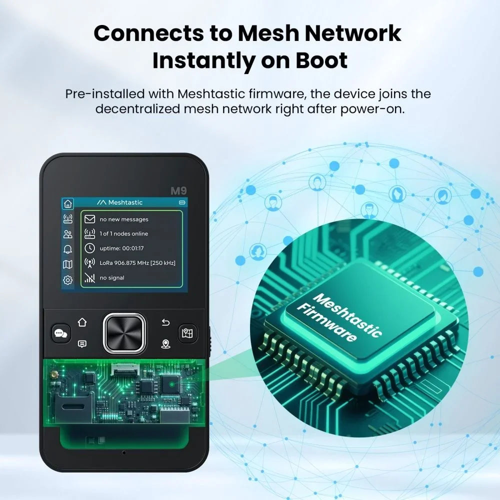 Elecrow ThinkNode M9 Meshtastic Terminal - ESP32-S3 GPS Communication Device with 2.4-Inch LCD