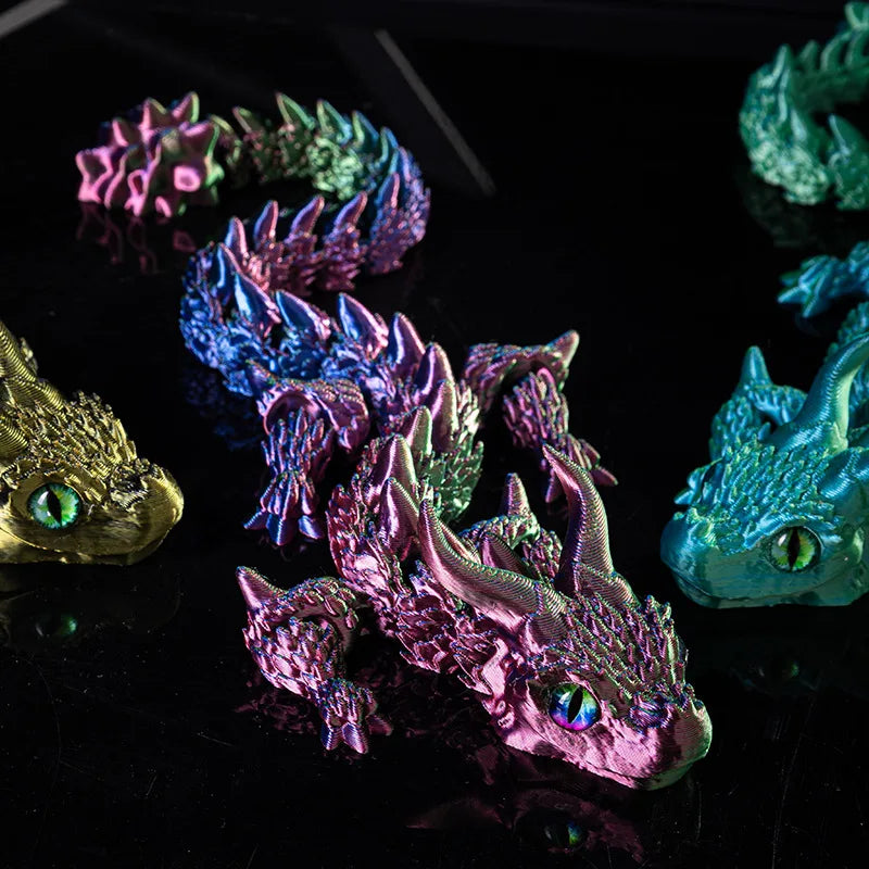 3D Printed Movable Dragon Fidget Toy – Rotatable Articulated Desktop Ornament & Gift for Kids & Adults