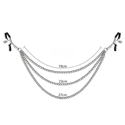 Metal Chain Nipple Clamps - Adult BDSM Sensation Clips for Couples’ Intimate Play