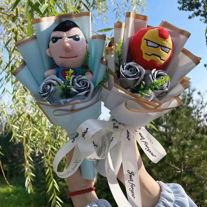Superhero Plush Dolls — Handmade Spider-Man, Hulk, Superman & Captain America Bouquet Toys, Gift for Boys, Graduation, Christmas & Birthday