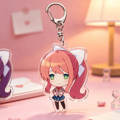 DDLC Doki Doki Literature Club Acrylic Keychains - Cute Chibi Yuri, Monika, Sayori, and Natsuki Backpack Accessories and Gifts