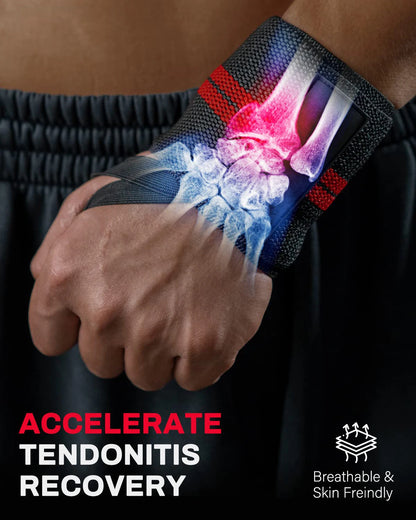 1 Pair Wristband Wrist Support Brace | Extra Strength Weight Lifting Wrist Wraps | Fitness Gym Training | Custom Logo Available
