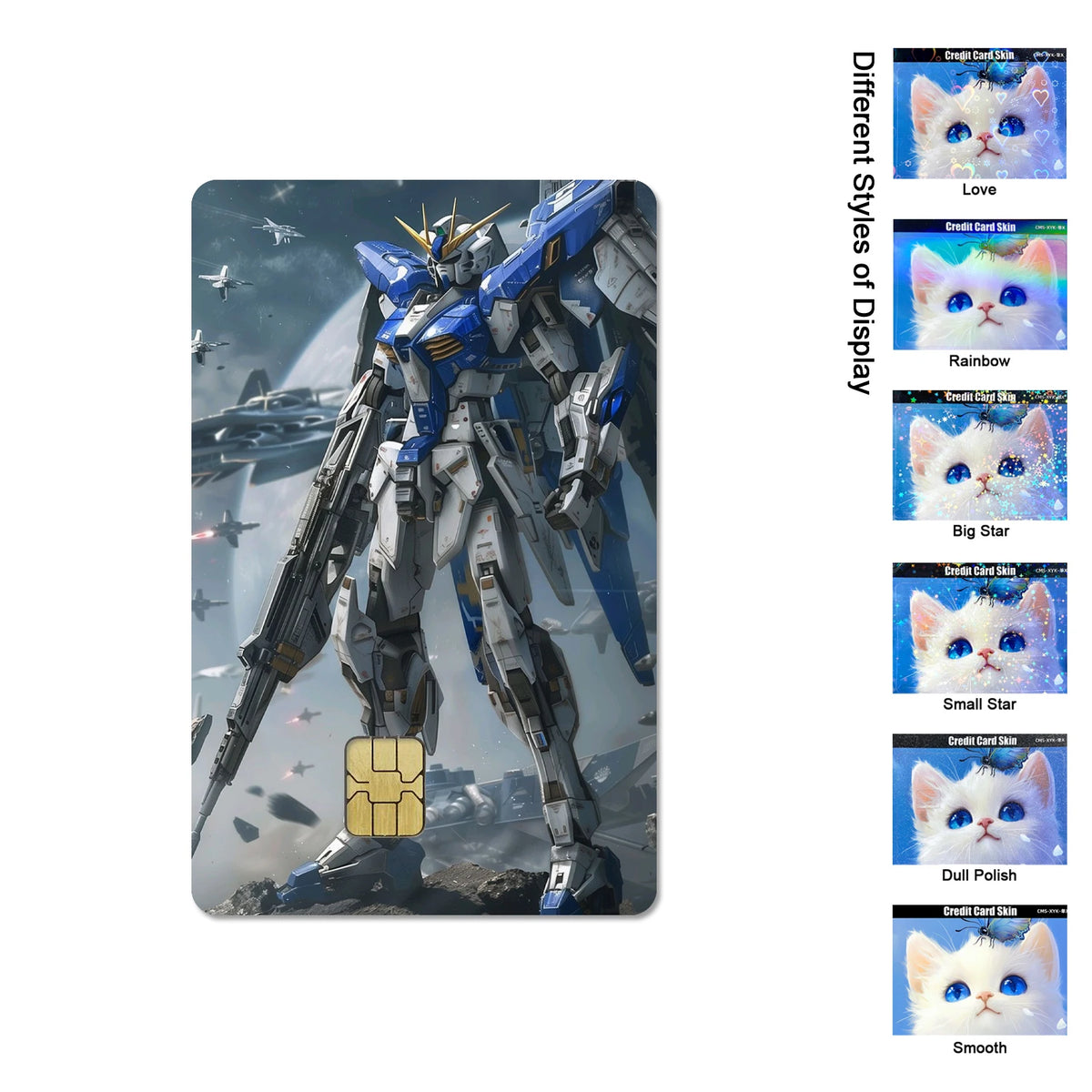 Gundam RX-78-2 & ZGMF-X19A Card Stickers - 2.5D HD Matte Waterproof PVC Skins for Credit and Debit Cards
