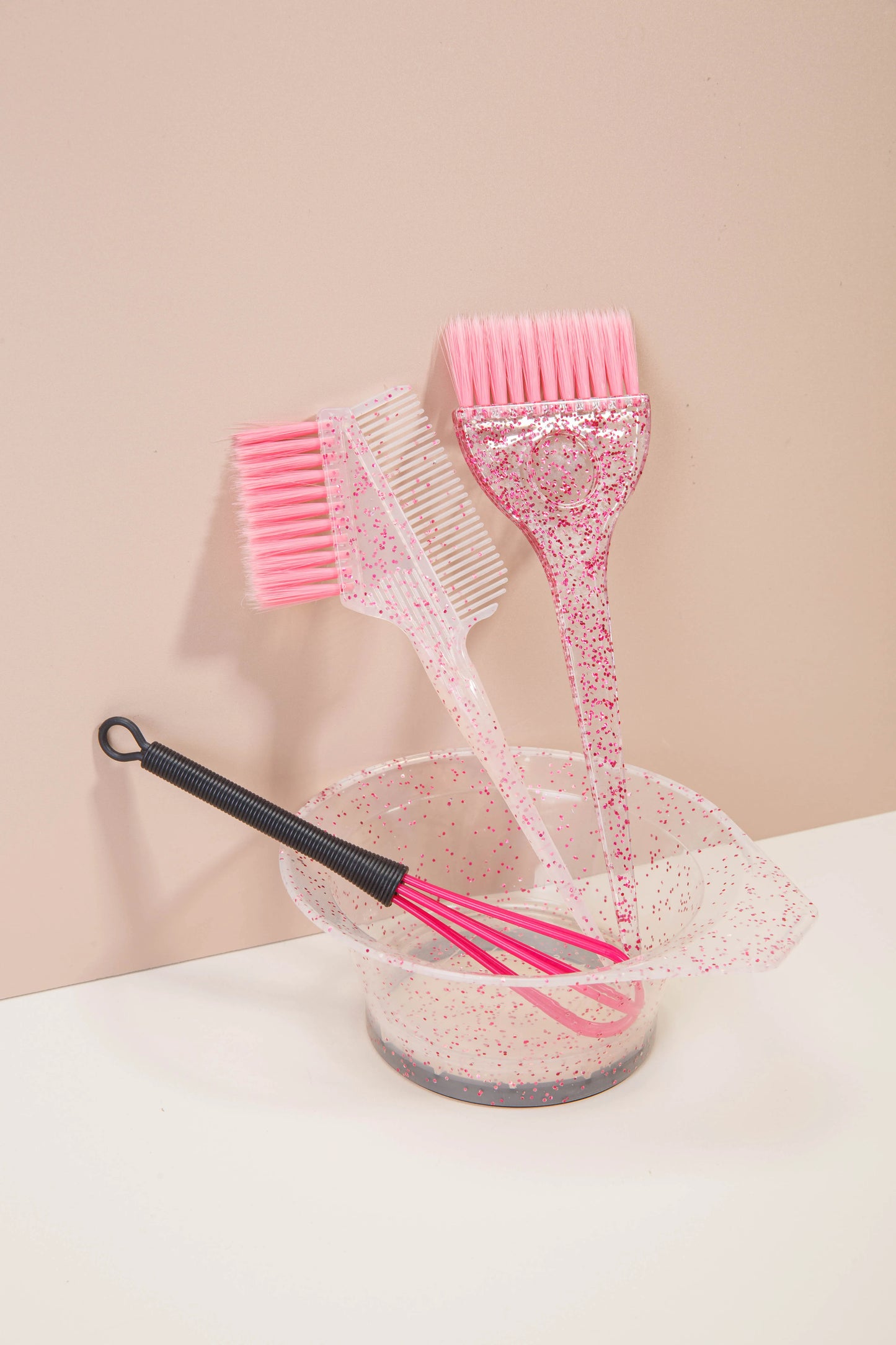 4pcs Hair Styling & Highlight Dyeing Set – Sparkling Comb, Oil Brush, Single-Sided Soft Hair Pearl Dyeing Brush