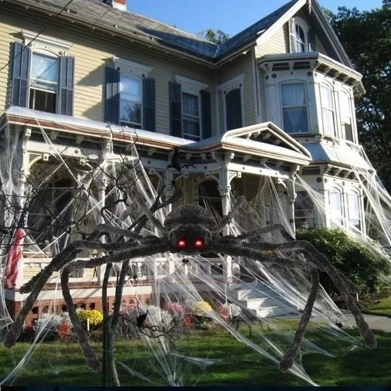 Large Plush Halloween Spider - Outdoor Party Decoration, Haunted House Prop and Prank Decor
