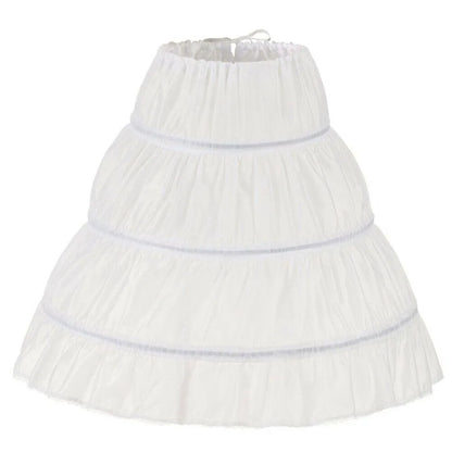 White Children’s Petticoat - A-Line 3-Hoop Lace Trim Crinoline Skirt