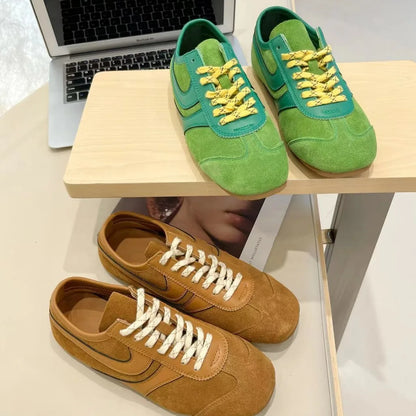 Women’s 2024 Genuine Leather Sneakers – Casual Spring Flat Training Shoes for Ladies