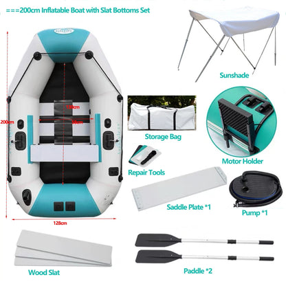 2.0–3.6m Inflatable Fishing Kayak Boat Air Deck Set – 3-Layer 0.9mm PVC, 2+1 Air Chambers, Wear-Resistant LUYA Raft Boat