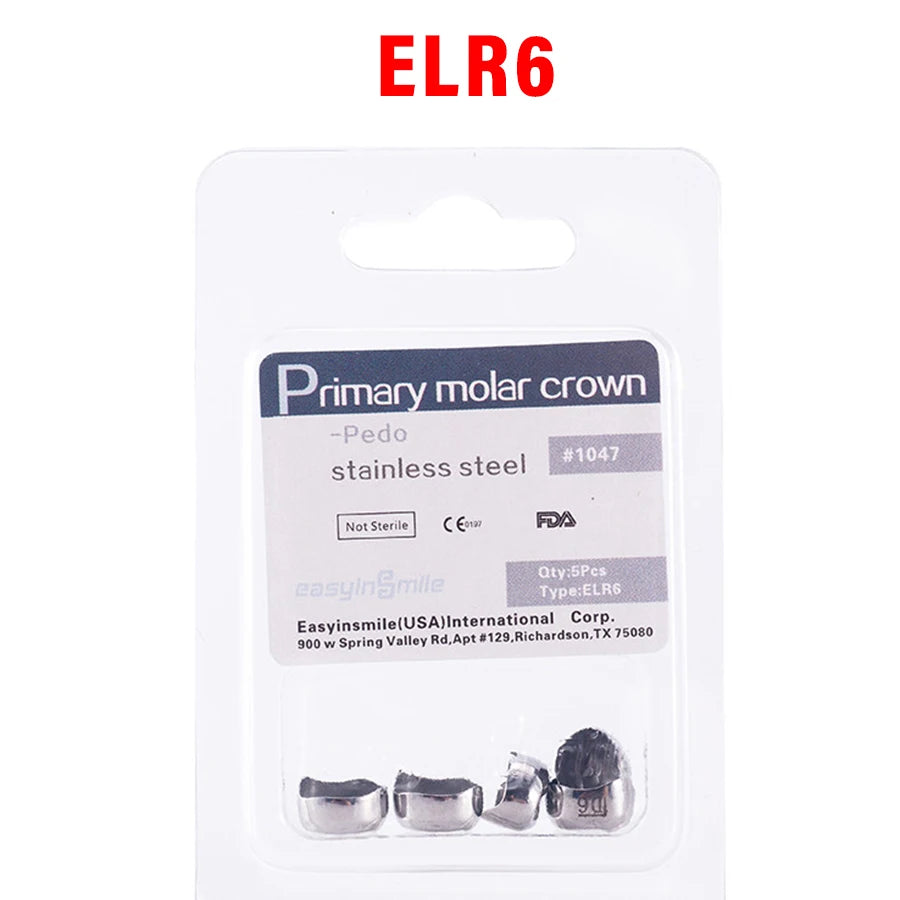 5PCS EASYINSMILE Kids Stainless Steel Dental Crowns – Primary Molar Teeth Refill D2-D7