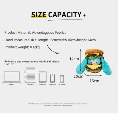 Cute Hatsune Miku Plush Doll with Hamburger Outfit – Changeable Clothes Anime Figure Stuffed Toy Collectible Gift
