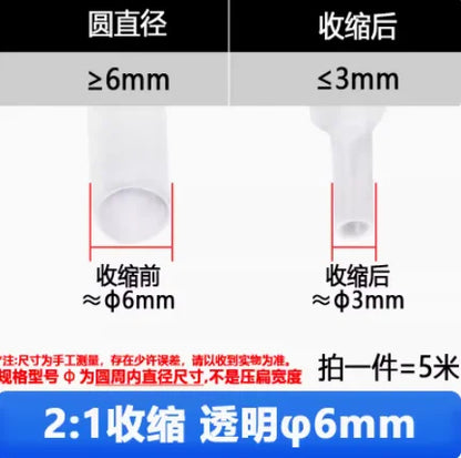 Heat Shrink Tube – 22mm-50mm Clear Shrinkable Insulation Sleeving for Wire & Cable, 2:1 600V