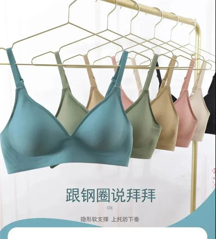 Latex Jelly Seamless Bras for Women – Wireless, Removable Padded Bralette, Comfortable One-Piece Brassiere for Sleep