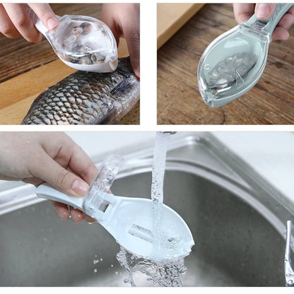 Fish Scales Grater Scraper – Fish Cleaning Tool with Cover for Kitchen Cooking and Fishing