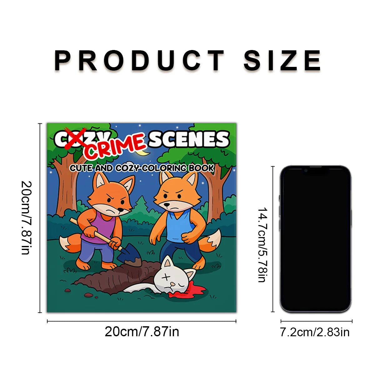 Crime Scenes Cute & Cozy Coloring Book - 24-Page Adorable Creepy Creatures Halloween DIY Drawing Book for Adults