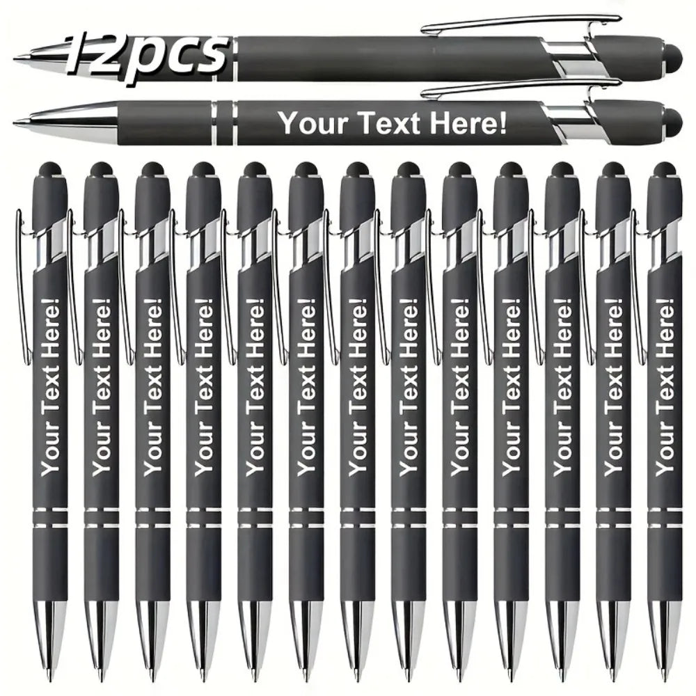 Engraved Metal Ballpoint Pens - 12-Pack Personalized Business, Anniversary & Graduation Gift Pens
