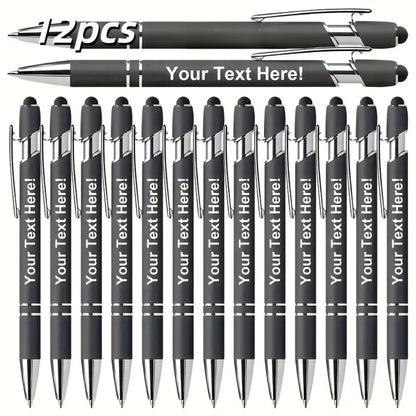 Engraved Metal Ballpoint Pens - 12-Pack Personalized Business, Anniversary & Graduation Gift Pens