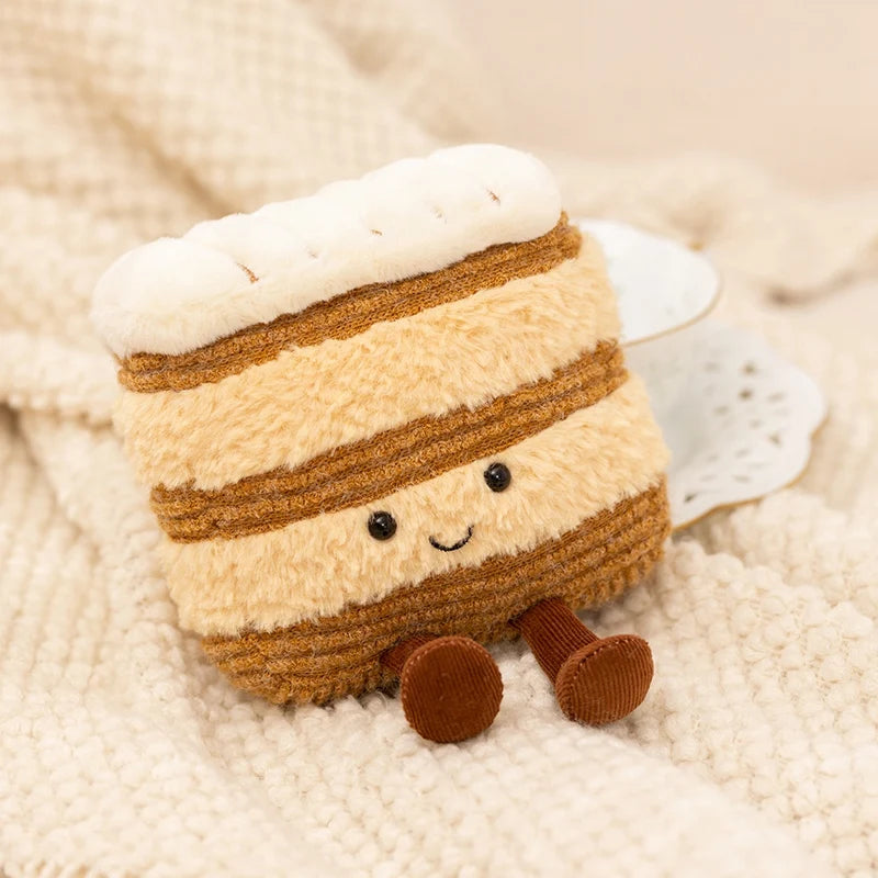Cute Dessert Plush Toys – Soft Cake, Waffle, Pancake, Macaron, Éclair Stuffed Dolls for Kids Gift & Home Decor