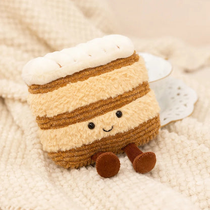 Cute Dessert Plush Toys – Soft Cake, Waffle, Pancake, Macaron, Éclair Stuffed Dolls for Kids Gift & Home Decor