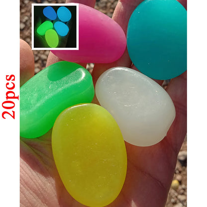 20pcs Glow-in-the-Dark Garden Pebbles – Lawn, Aquarium & Outdoor Decorative Stones