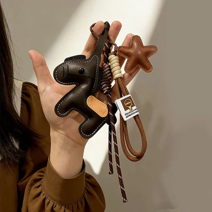 Pony Leather Keychain - Personalized Backpack Charm Car Key Holder Bag Pendant Purse Strap Decoration Gift