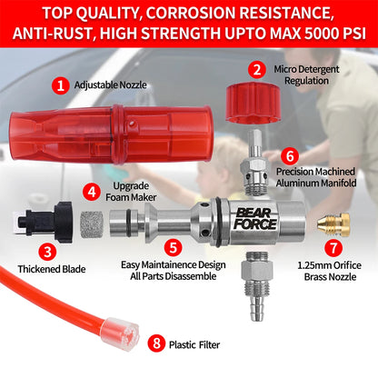 Aluminum Foam Cannon Snow Foam Lance - 1/4" Quick Connector for Portland, Husky, Ryobi & Greenworks Pressure Washers