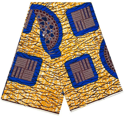 Cotton Batik Ankara Fabric - 100% African Wax Print Bronzing Golden Fabric 6 Yards for Dresses & Crafts