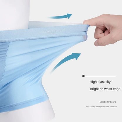 4PCS Men's Boxer Shorts – Ice Silk Underwear, Cool & Breathable Sexy Thin Panties, U Convex Lingerie, Sizes L-6XL