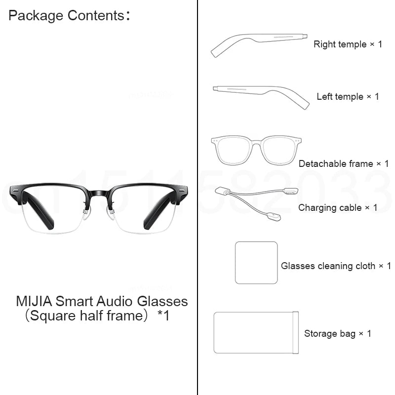 XIAOMI MIJIA Smart Audio Glasses Joyful Edition — Bluetooth 5.2, Detachable Headset, Long Standby, 2h Fast Charge, Anti-Leakage Sound