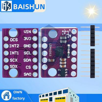 LSM6DS3 6-Axis IMU Breakout Board - 3D Accelerometer, Gyroscope & Temperature Sensor with SPI/I2C Interface, 1–20PCS