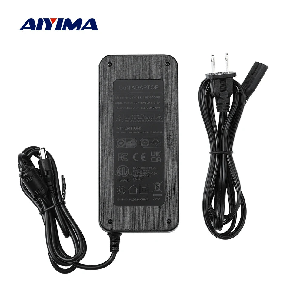 AIYIMA 48V 5A GaN Power Adapter — Switch Power Supply for TPA3255/TAS5630 Amplifiers, EU/US/AU/UK
