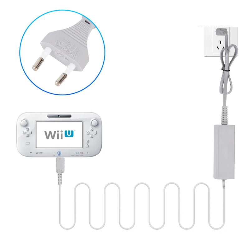 EU Plug AC Adapter Charger for Nintendo Wii U – Console & Remote Power Supply Cord