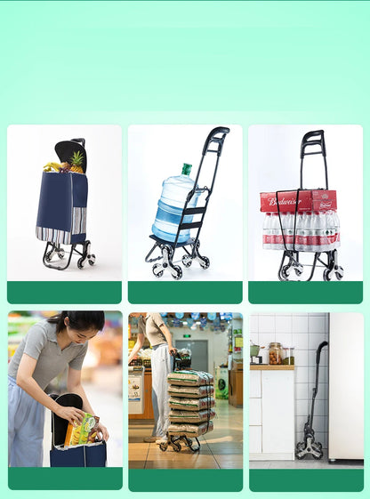 Lightweight Folding Grocery Shopping Trolley – Hand-Pull Cart for Household & Outdoor Travel