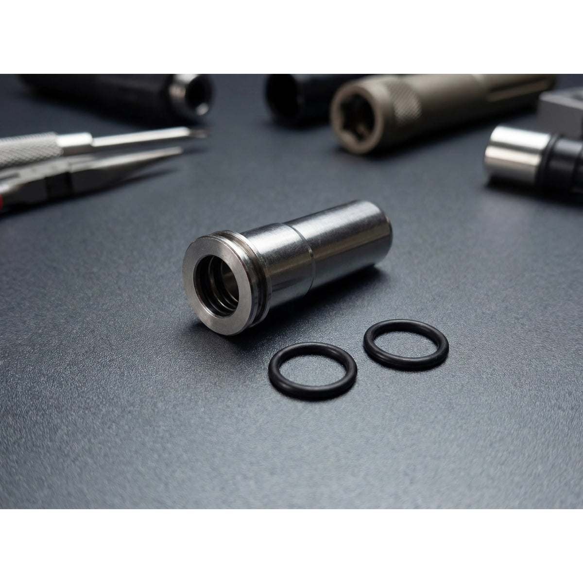 AEG CNC Stainless Steel Air Nozzle - Double O-Ring Oil Tempered Nozzle for Airsoft V2/V3 Gearbox