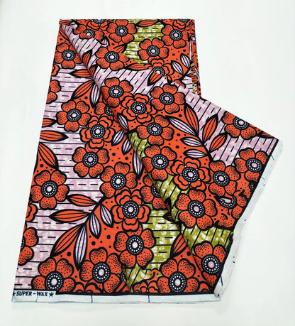 African Real Wax Print Fabric - 100% Cotton Nigerian Ankara Sewing Material for Party Dresses