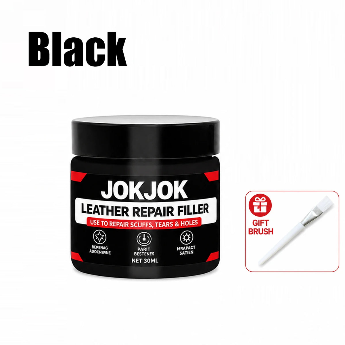 JOKJOK Leather Repair Filler 30ml - Black PU Vinyl Paste for Car Seats, Sofas, Shoes, Scratches, and Cracks