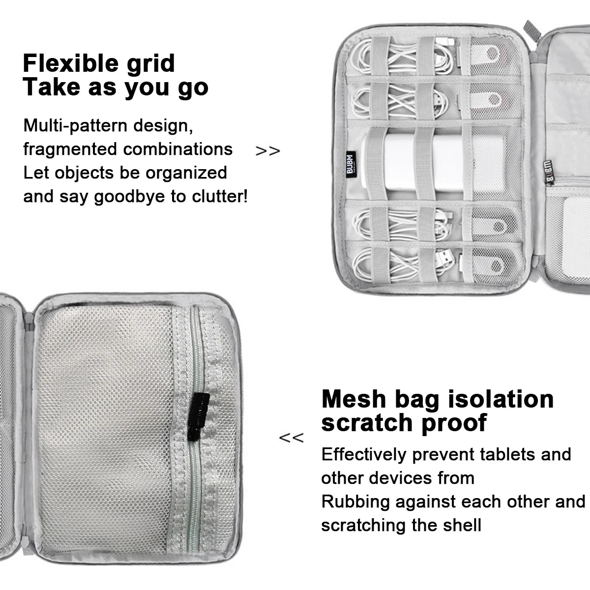 Portable Travel Data Cable Storage Bag – Double Layer Power Bank, U-Disk & Earphone Organizer