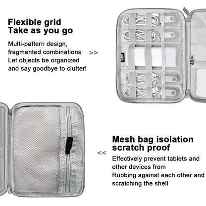 Portable Travel Data Cable Storage Bag – Double Layer Power Bank, U-Disk & Earphone Organizer