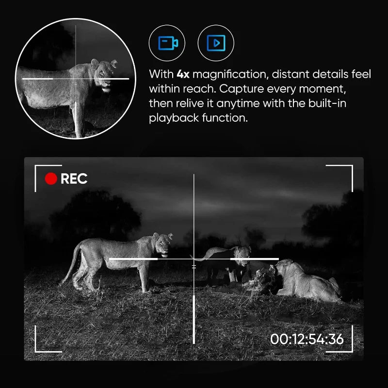 1920×1080 OLED Night Vision Scope - HD Day & Night Monocular with Photo/Video Recording and Up to 300M Observation Range