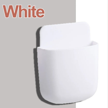 2PCS Wall-Mounted Storage Box – Phone Charging Plug & Remote Control Organizer Rack for Home Use