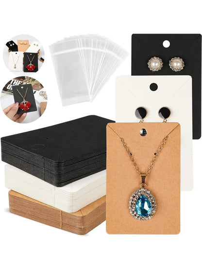 50pcs 6x9cm Blank Jewelry Display Cards – Necklace & Earring Holder Cards